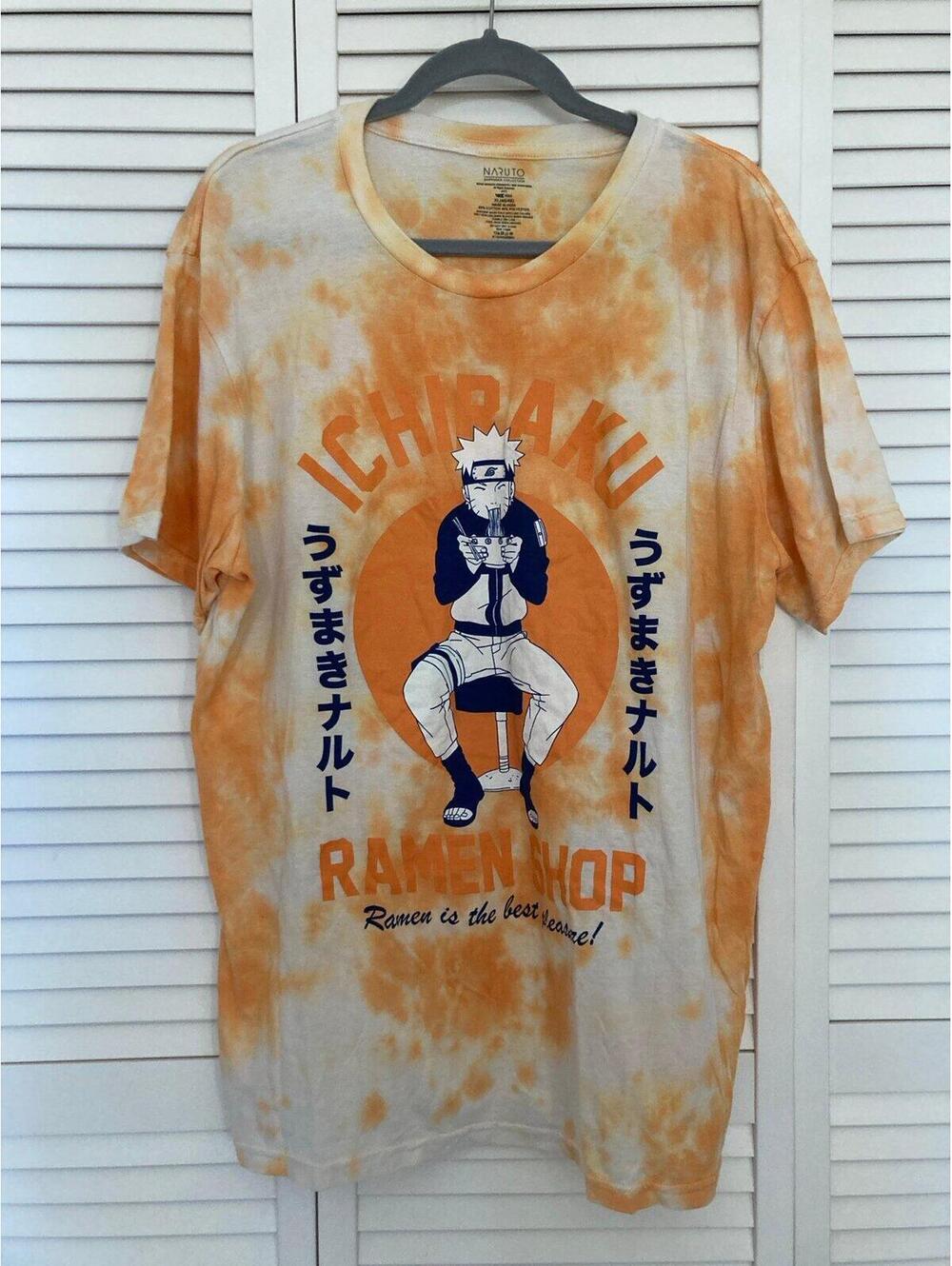 Naruto Shippuden Orange Tie Dye Graphic Shirt Mens size XL